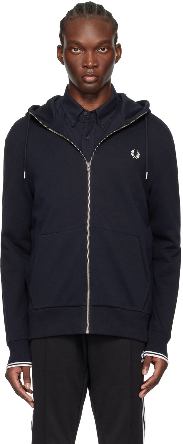 Huppari Fred Perry Zip Through Hoodie Musta | J7536