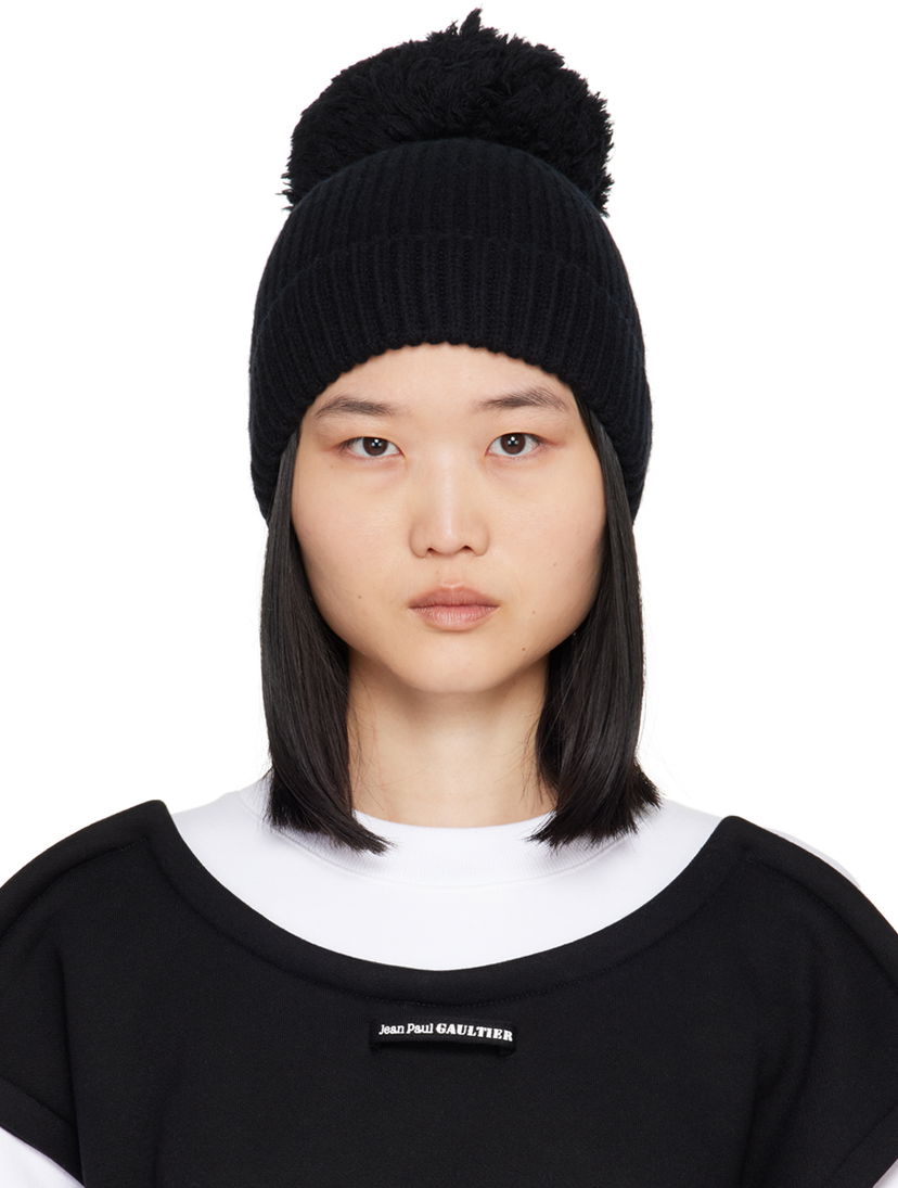 Pipo Jean Paul Gaultier Pompom Beanie Musta | 24/30-U-CC031-M074-00