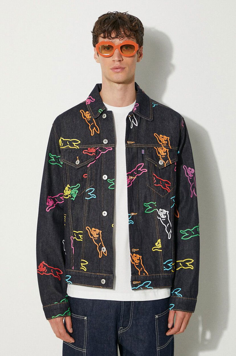 Takki BBC IceCream ICECREAM Running Dog Denim Trucker Jacket Tummansininen | IC24245