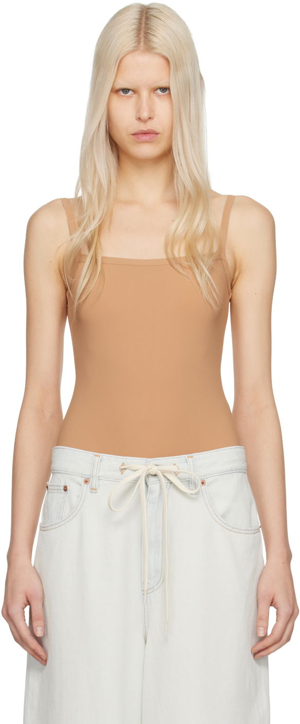 Body Maison Margiela MM6 Square Neck Bodysuit Beige | S52NA0060 S24625
