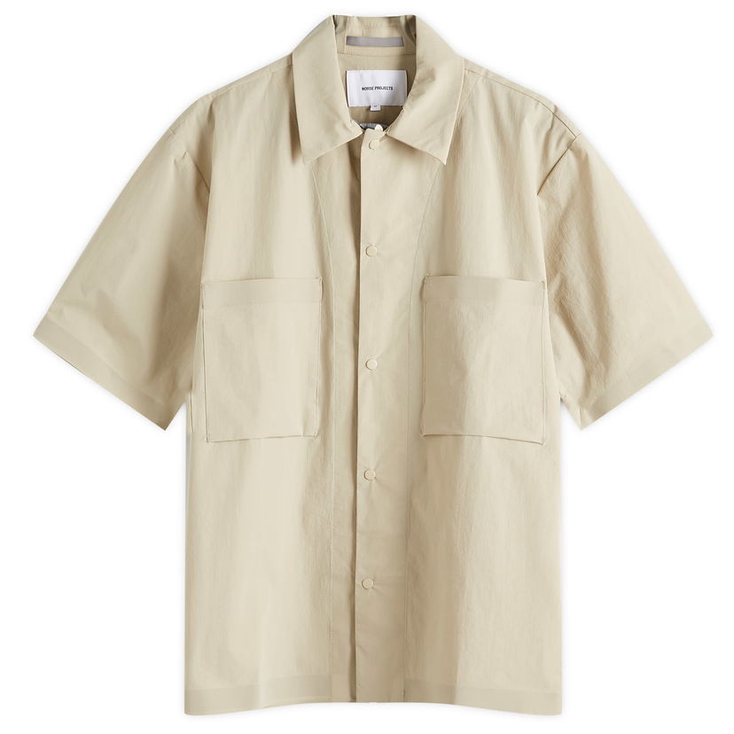Paita NORSE PROJECTS Norse Projects Hermann Travel Light Short Sleeve Shirt, Size Large Beige | N40-0824-0920
