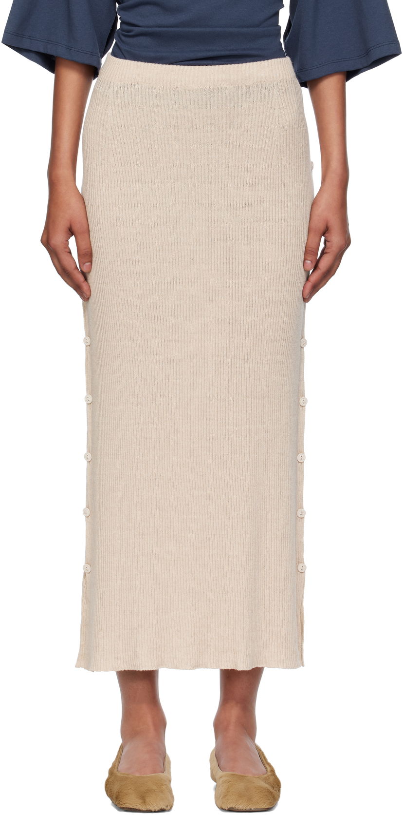 Hame Baserange Baserange Franca Midi Knit Skirt Beige | SSFR-LS-AU25