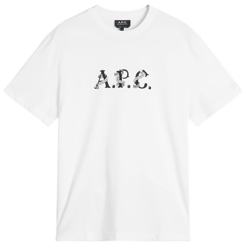 T-paita A.P.C. Men's Hugo Graphic Logo T-Shirt, Size Small Valkoinen | COHGS-M26543-AAB