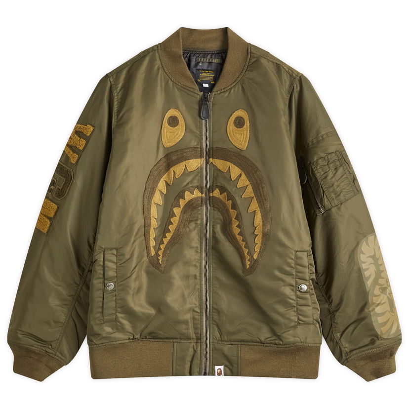 Bomber-takki BAPE Shark MA-1 Bomber Jacket Vihreä | 001HJK801006M-OLD