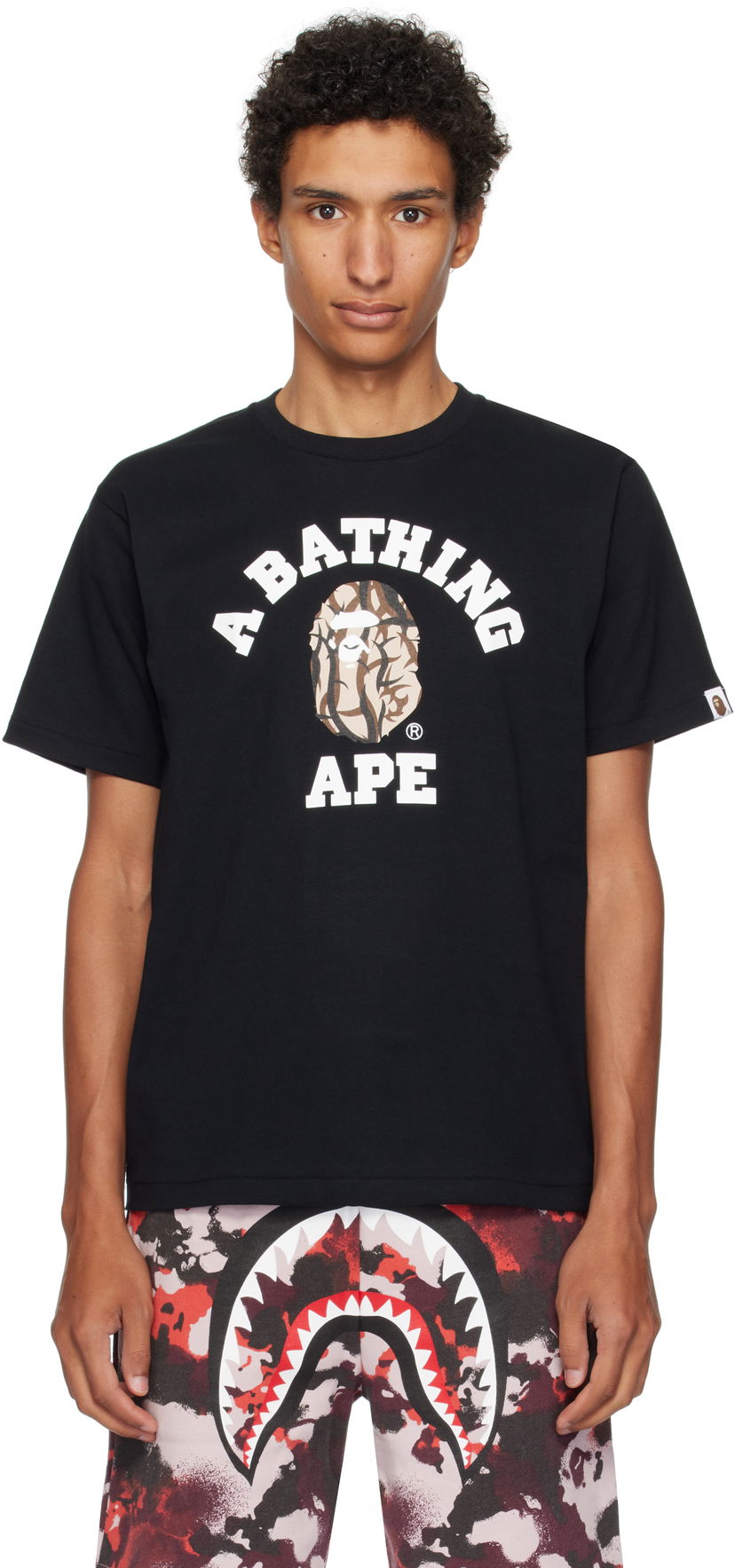 T-paita BAPE A Bathing Ape Trial Camo College T-Shirt Musta | 001TEL301033M