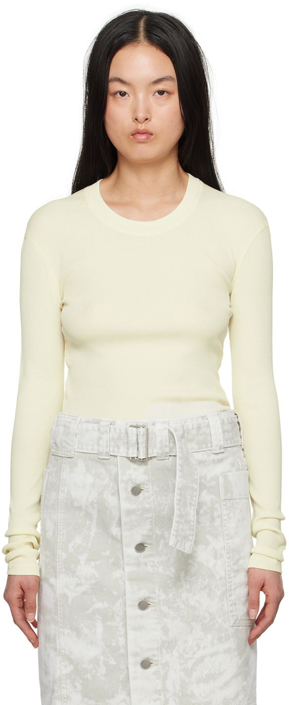 Villapaita LEMAIRE LEMAIRE Women's Ribbed Long Sleeve T-Shirt Keltainen | TO1147 LJ1017