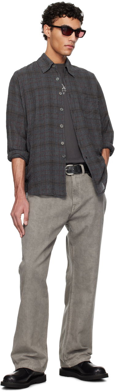 Paita OUR LEGACY Our Legacy Above Check Linen Shirt Harmaa | M2252ASB, 4