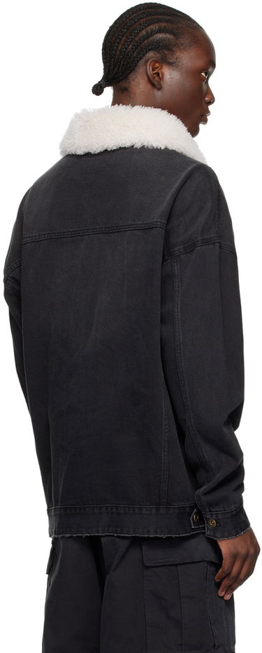 Takki We11done Oversized Denim Jacket with Fur Collar Musta | WD-DJ2-24-363-U-BK, 2
