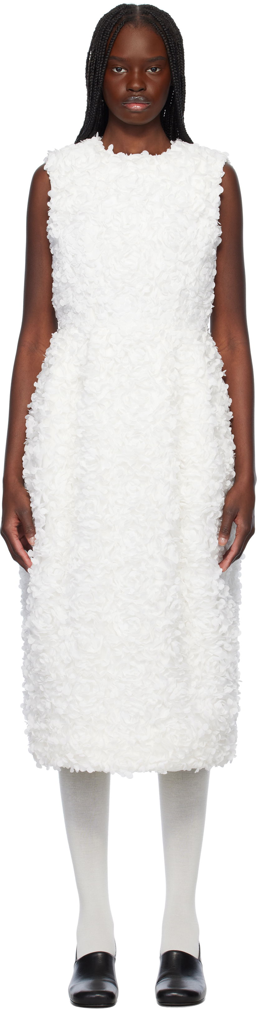 Mekko Comme des Garçons Comme des Garçons Flower Tape Embroidery Midi Dress Valkoinen | GO-O003-051-1