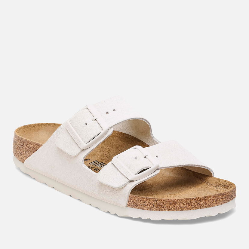 Tennarit ja kengät Birkenstock Arizona Slim Fit Suede Double Strap Sandals - Antique White Beige | 1026842