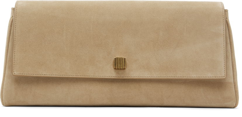 Käsilaukku Khaite KHAITE Audrey Suede Clutch Beige | H3033-726