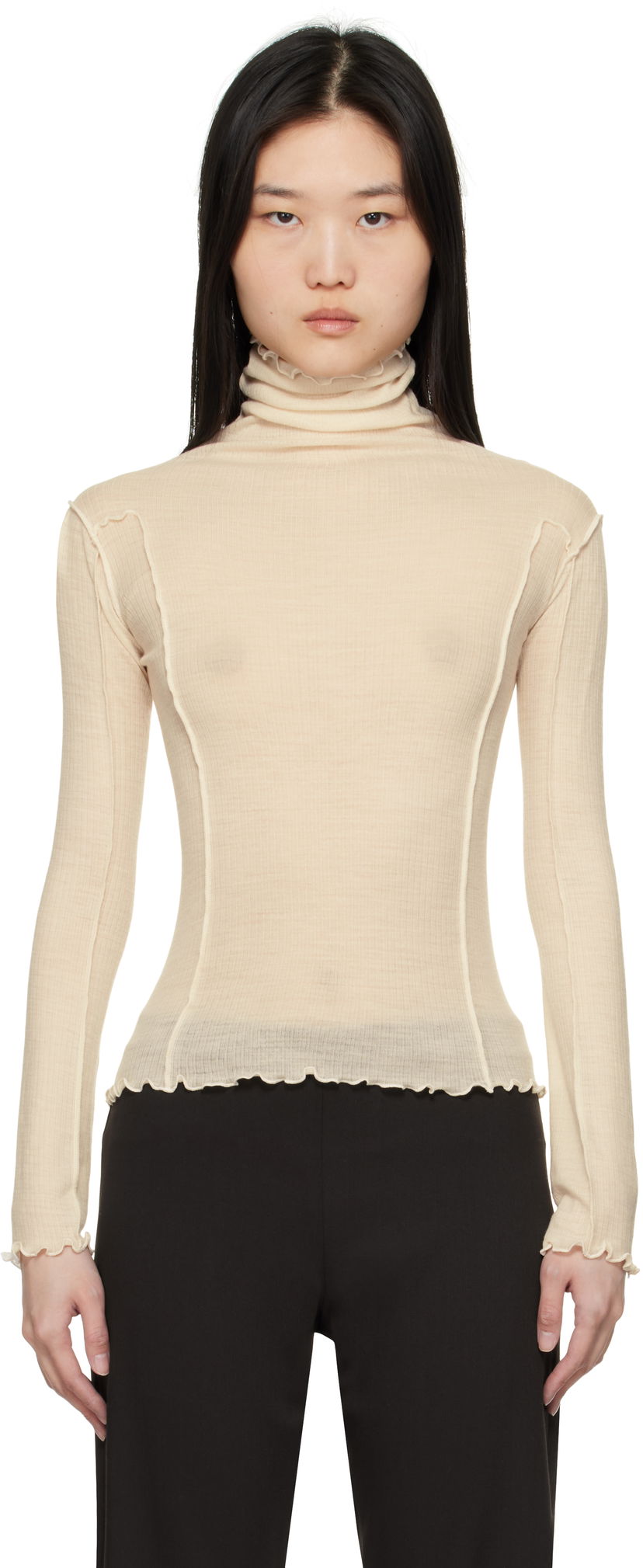 Villapaita Baserange Baserange Omato Turtleneck Top Beige | TTOML-WO-SP25