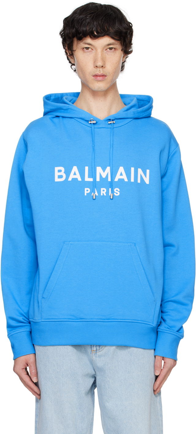 Huppari Balmain Hoodie With Print Sininen | DH0JR002BB65