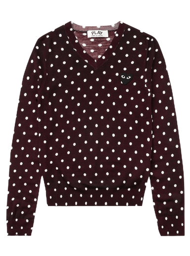 Villapaita Comme des Garçons PLAY Polka Dot Crewneck Burgundia | az n035 051 3