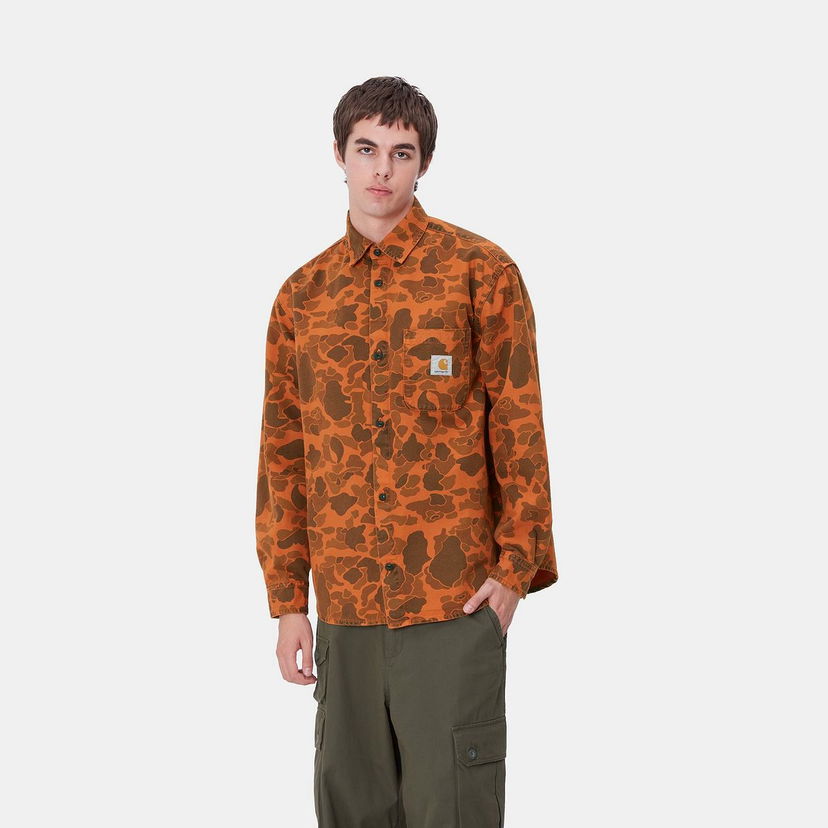 Paita Carhartt WIP Duck Camo Long Sleeve Shirt Oranssi | I033769_8
