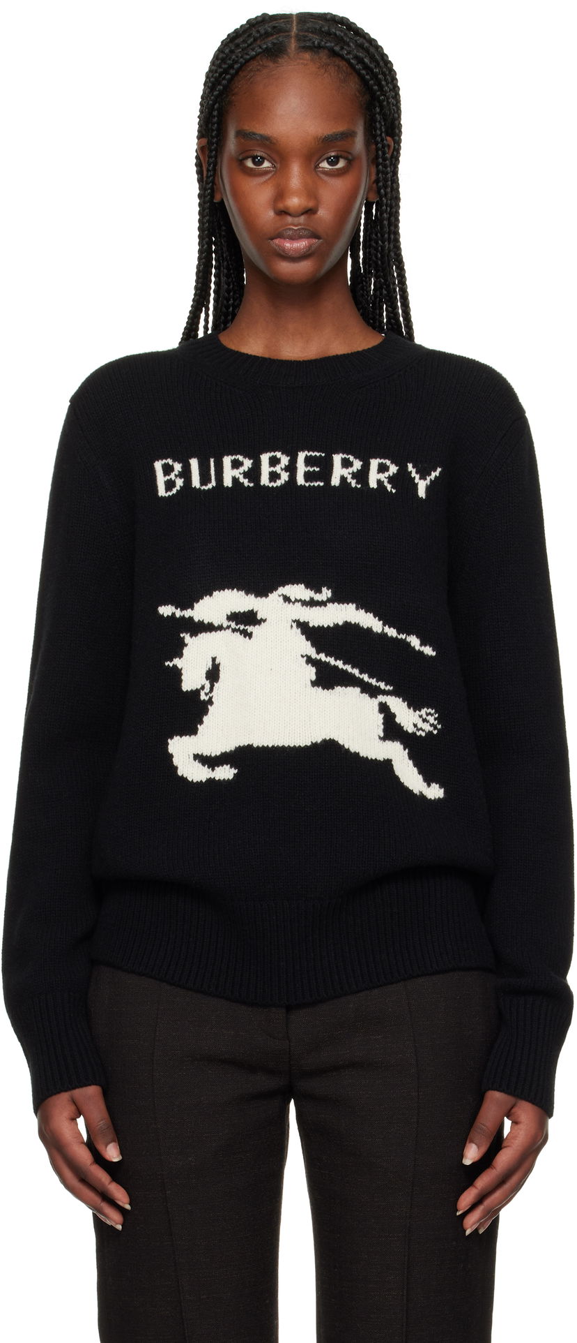 Villapaita Burberry Burberry Equestrian Knight Design Wool Cashmere Sweater Musta | 8103048