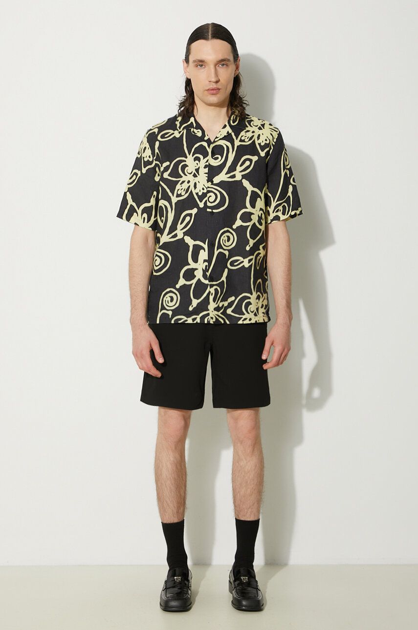 Paita Samsoe Samsoe Samsoe Samsoe Regular Fit Floral Print Linen Shirt Musta | M23200085, 1