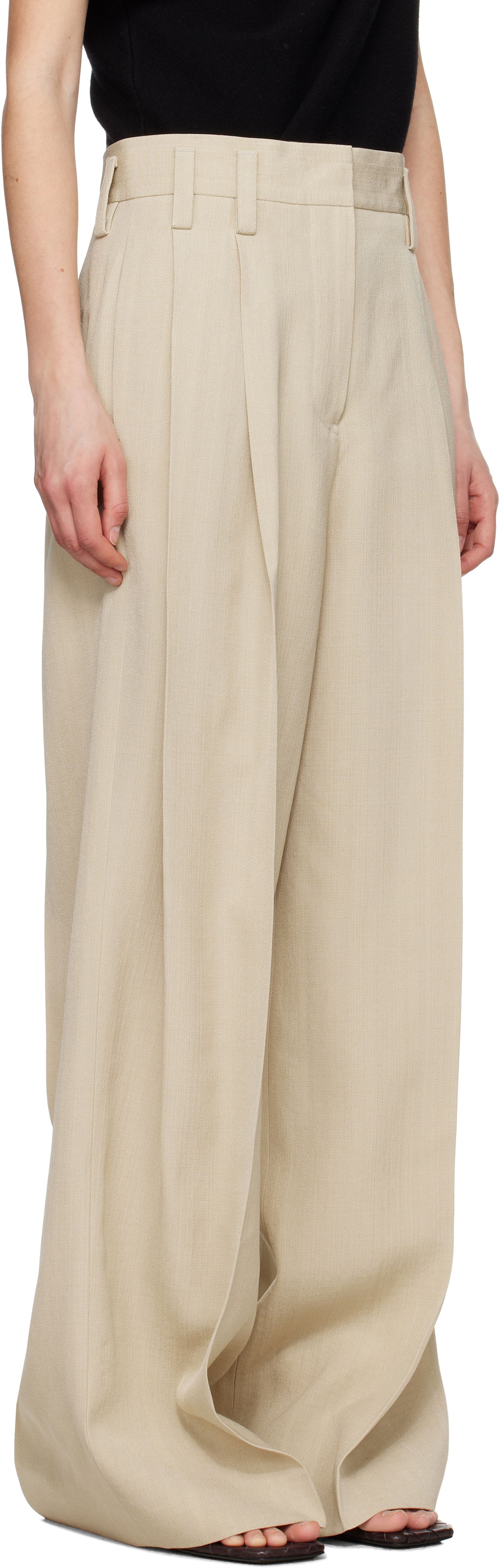 Housut Jil Sander Jil Sander Voluminous Pleated Trousers Beige | J03KA0292_J65005, 1