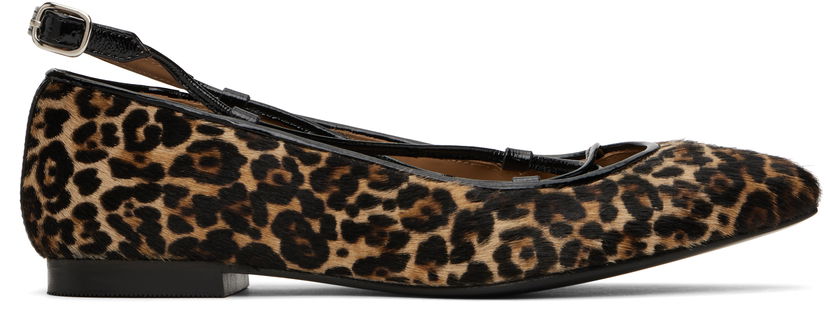 Tennarit ja kengät A.P.C. A.P.C. Katie Leopard Print Calf Hair Ballerina Flats Ruskea | PXBUM-F53309