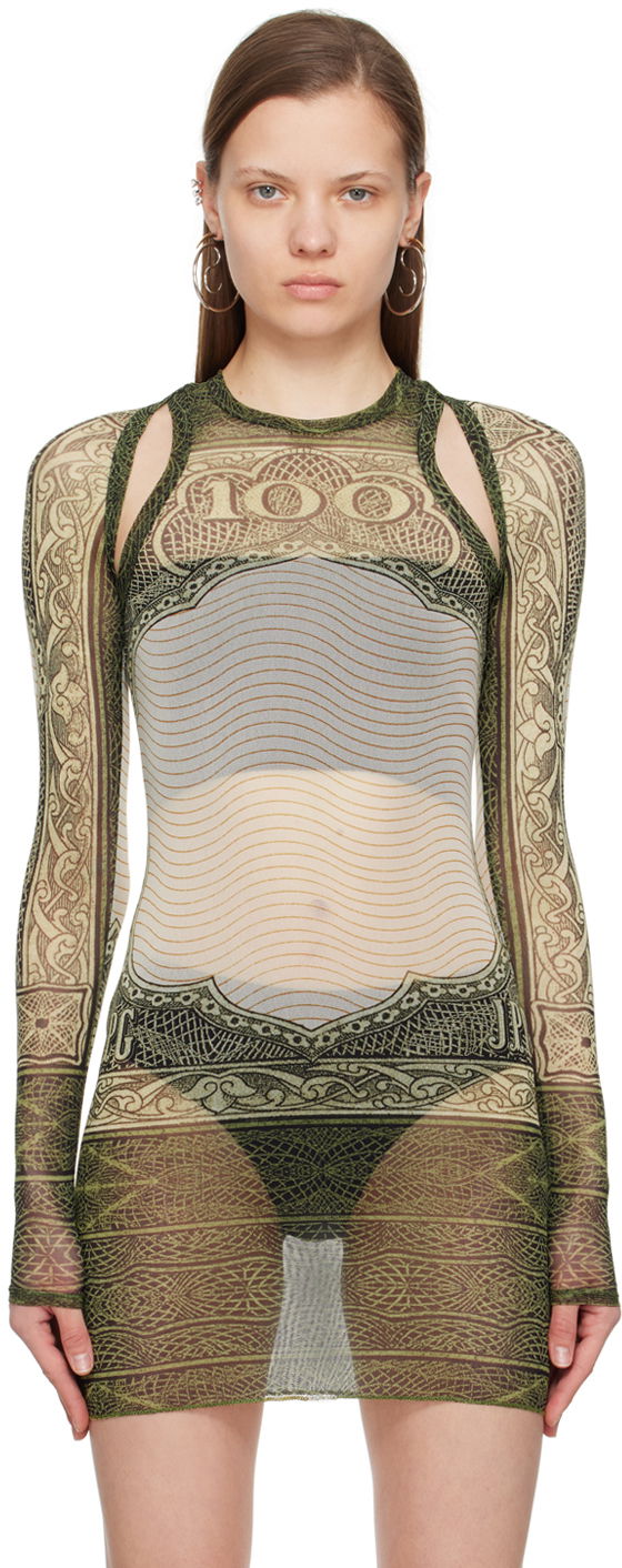 Mekko Jean Paul Gaultier Jean Paul Gaultier 'The Cartouche' Mesh Tunic Vihreä | 24/25-F-TO126-T515-400300156