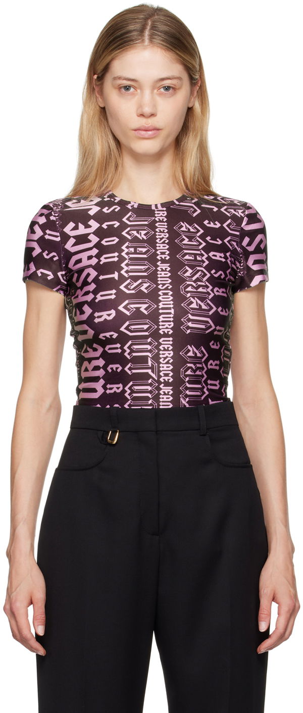 T-paita Versace Jeans Couture Purple Logomania T-Shirt Violetti | E77HAH6A2_EJS406