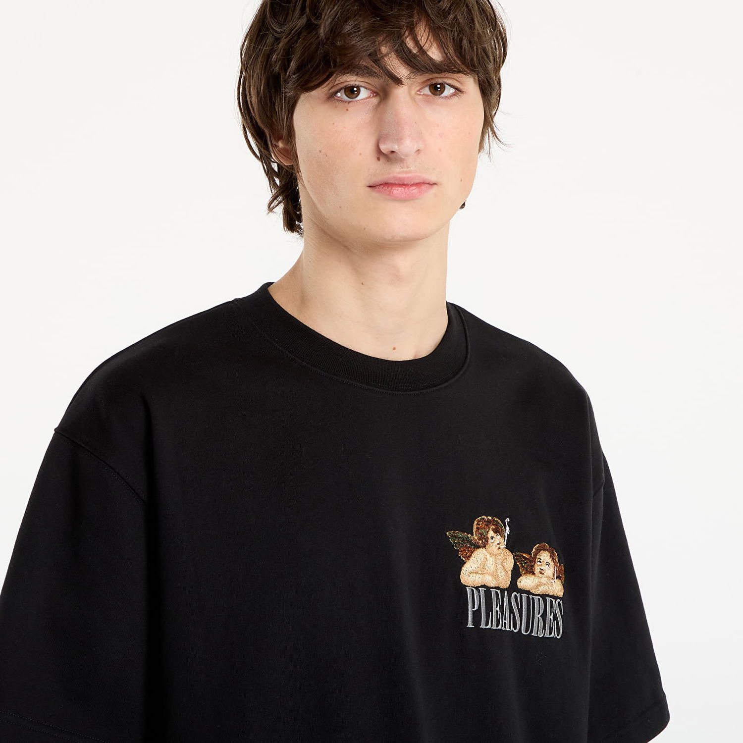 T-paita Pleasures Dynamic Short Sleeve Crewneck T-Shirt with Cherub Graphic Musta | P25F046-BLACK, 1