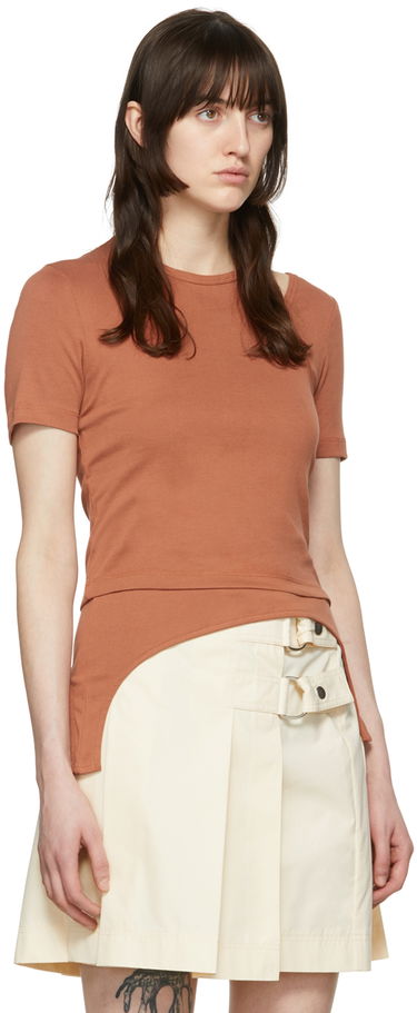 T-paita Helmut Lang Helmut Lang Asymmetrical T-Shirt Ruskea | L04HW511, 1