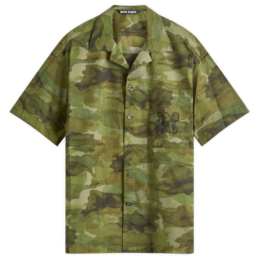 Paita Palm Angels Camo Military Shirt Vihreä | PMGG007F24FAB0055610
