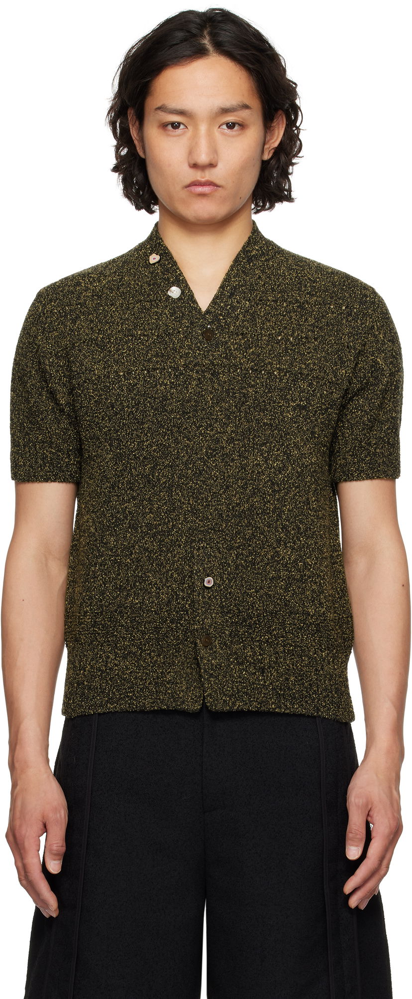 Villapaita ADER ERROR ADER error 0502 Short Sleeve Knit Polo Musta | BO01SSKT0502BK