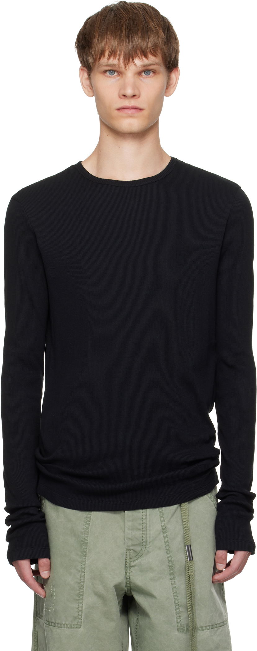 T-paita Ann Demeulemeester Ann Demeulemeester Greg Thermal Long Sleeve T-Shirt Musta | B0011646-FA659-099