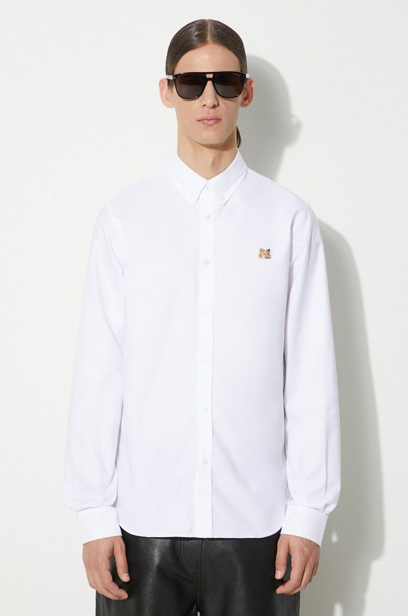 Paita MAISON KITSUNÉ Maison Kitsuné Mini Fox Head Classic BD Shirt - Regular Fit Button-Down Valkoinen | MM00413WC2010
