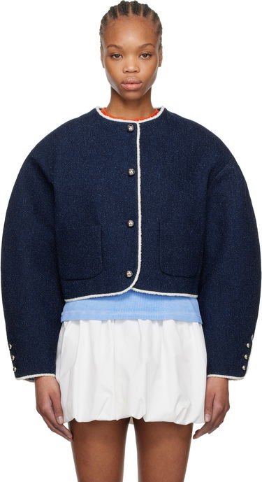 Villapaita MSGM MSGM Patch Pocket Cropped Denim Jacket Tummansininen | 3841MDG03 257112, 0