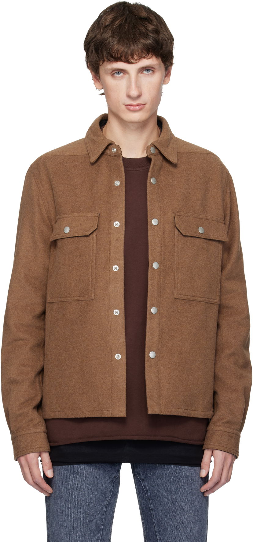 Takki Rick Owens DRKSHDW Concordians Cropped Overshirt Ruskea | DL02E2299 CFRTJP