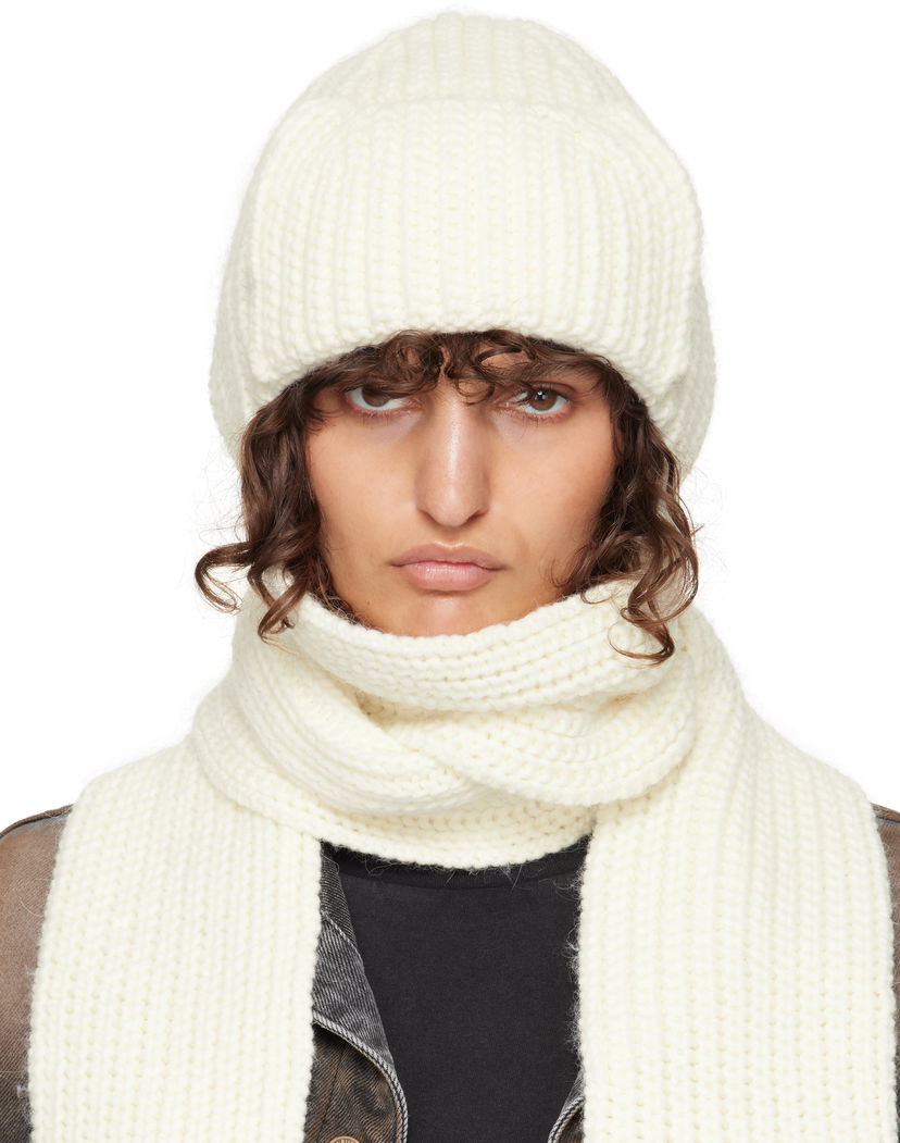 Huivi We11done We11done Chunky Knit Beanie and Scarf Set Valkoinen | WD-KH3-24-642-U-IV