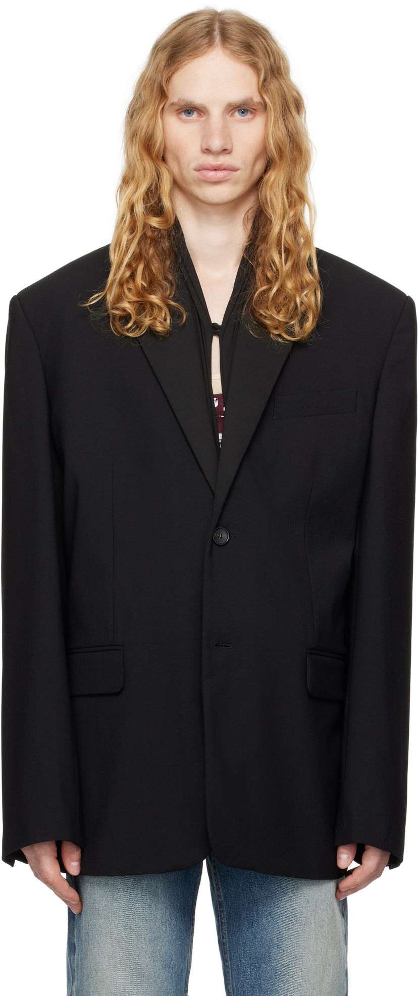 Takki Y/PROJECT Draped Lapel Blazer Musta | 201BL008