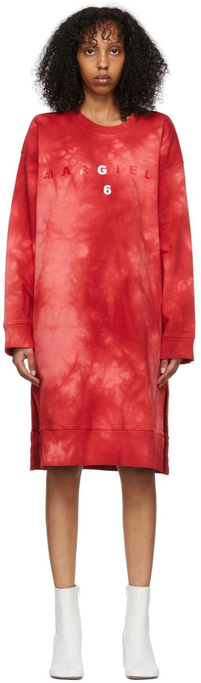 Huppari Maison Margiela Tie Dye Mini Sweatshirt Dress Punainen | S62CT0199 S25409