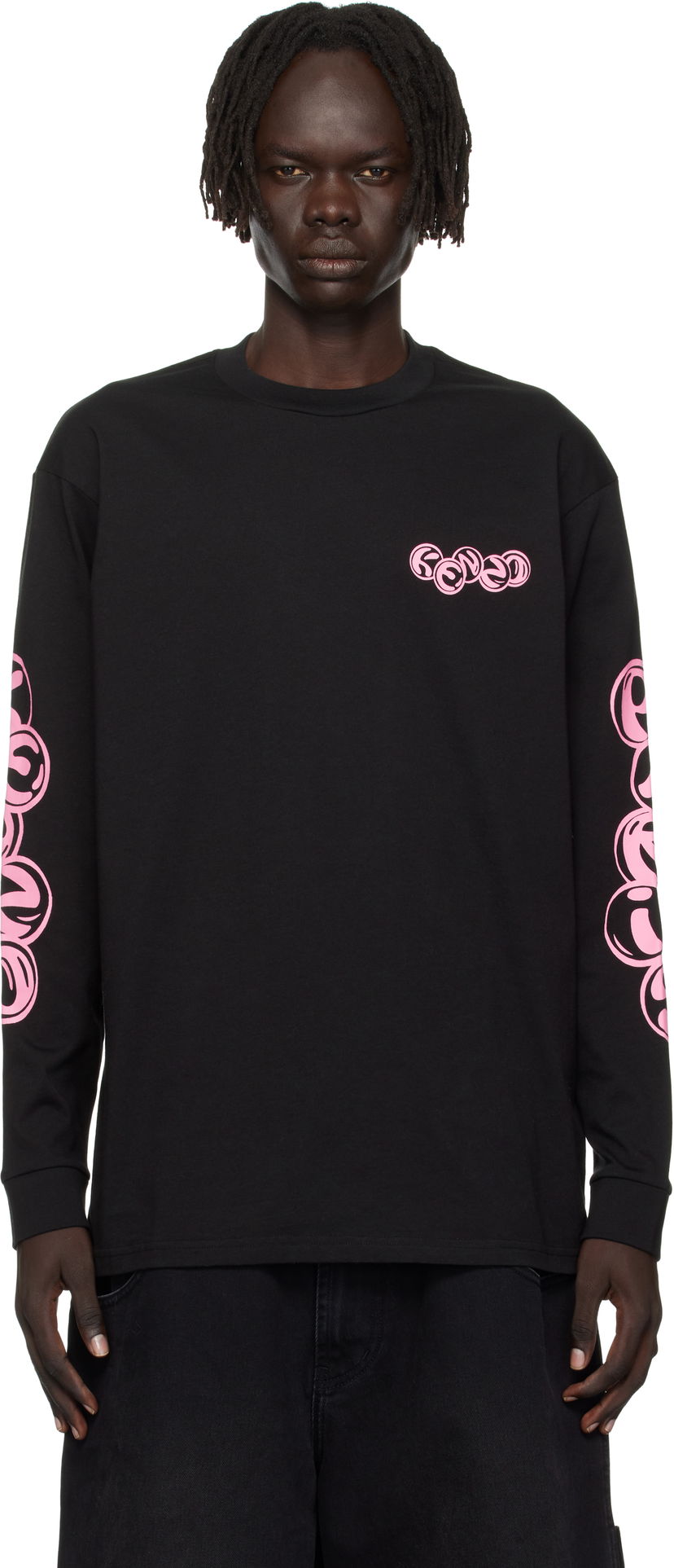 T-paita KENZO Kenzo Paris 'KENZO Pachinko' Relax Fit Long Sleeve Tee Musta | FF65TL3524SG