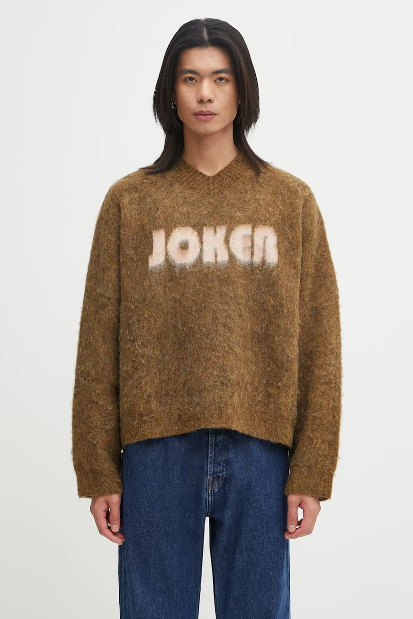 Villapaita Martine Rose Martine Rose Brushed Mohair V-Neck Sweater Ruskea | 948YA0700