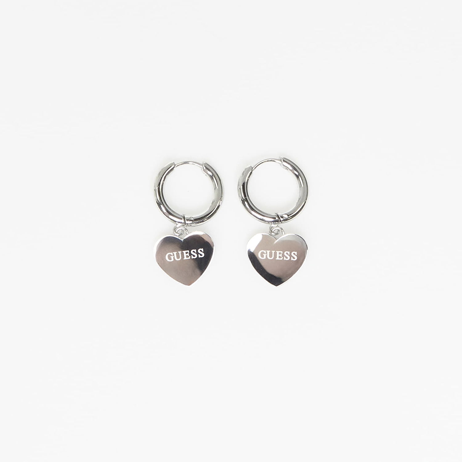 Korvakorut GUESS Huggie Earrings with Heart Charm EST.1981 and Crystal Metallinen | JUBE03145JWRH-SILVER, 1
