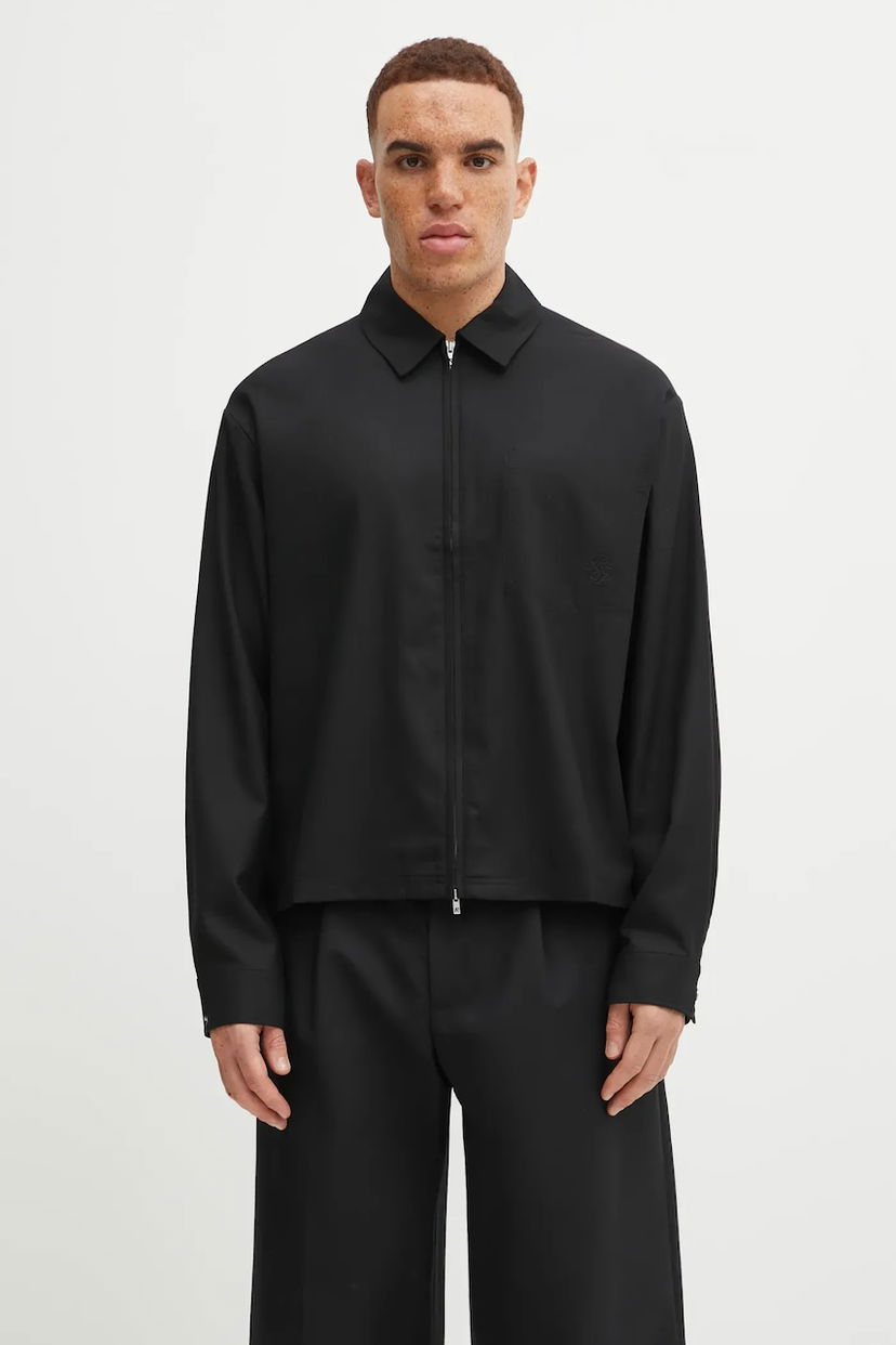 Paita Represent Clo Wool Blend Relaxed Fit Zip Up Shirt with Classic Collar Musta | MLM100423