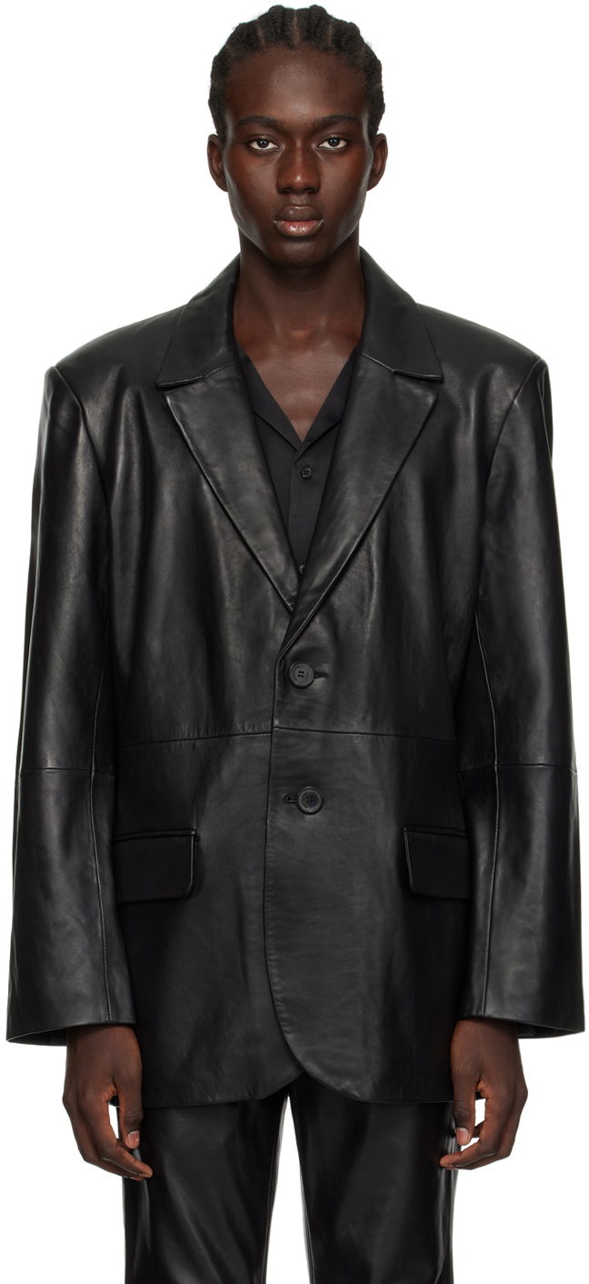 Takit Won Hundred Osaka Leather Blazer Musta | 2741-16014