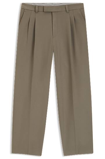 Housut BOSS Relaxed Fit Double Pleat Trousers Vihreä | 50551532