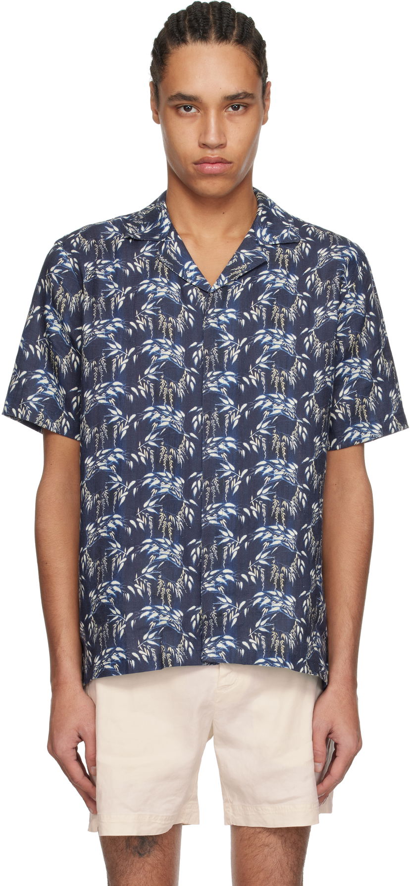 Paita Orlebar Brown Orlebar Brown Maitan Linen Shirt Tummansininen | 280306