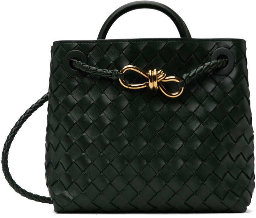 Olkalaukku Bottega Veneta Green Small Andiamo Top Handle Bag Musta | 766014 VCPP1