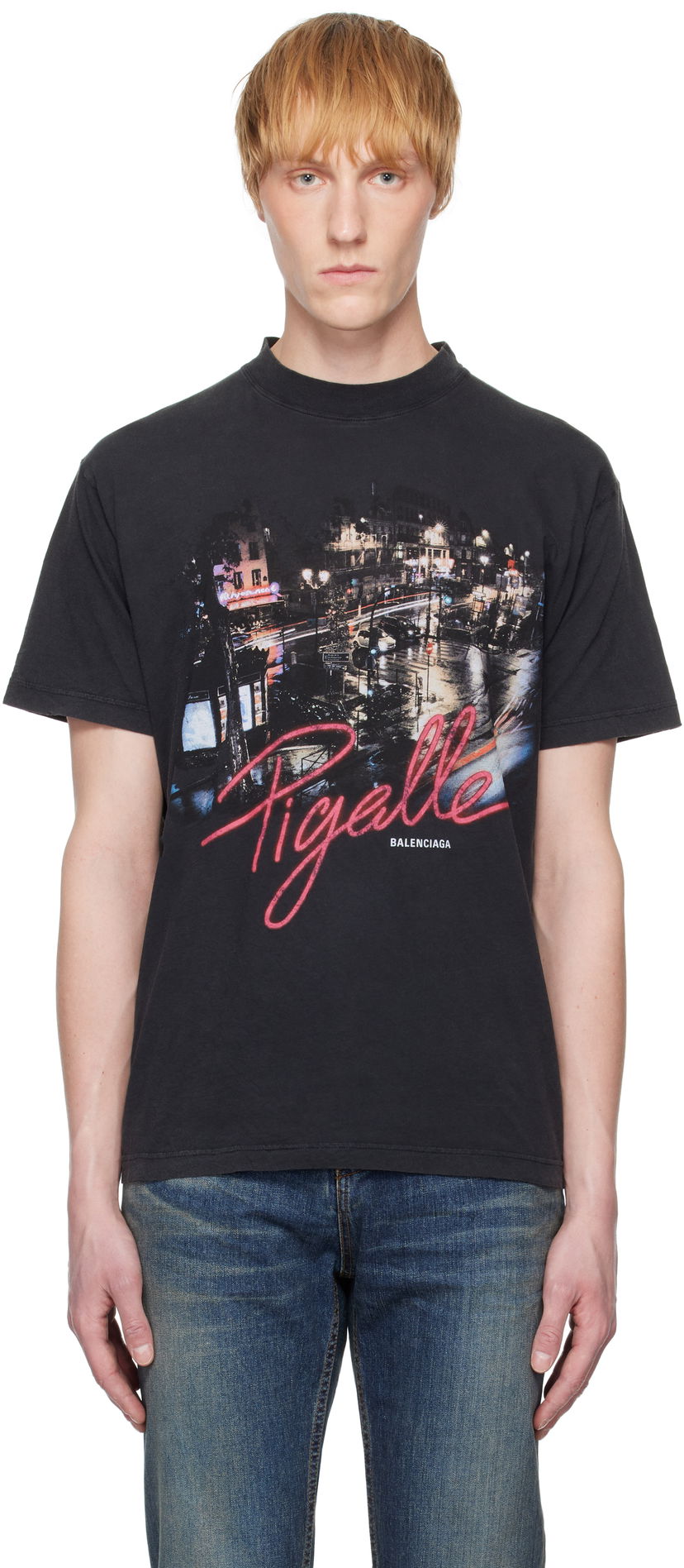 T-paita Balenciaga Balenciaga 'Pigalle' Small Fit T-Shirt Musta | 809122TRVO1