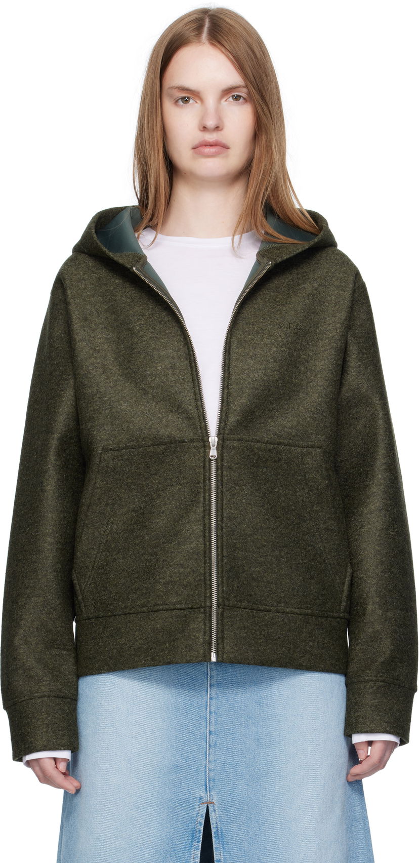 Huppari A.P.C. A.P.C. Alvin Wool Zip-Up Hoodie Vihreä | PSAFU-M27993