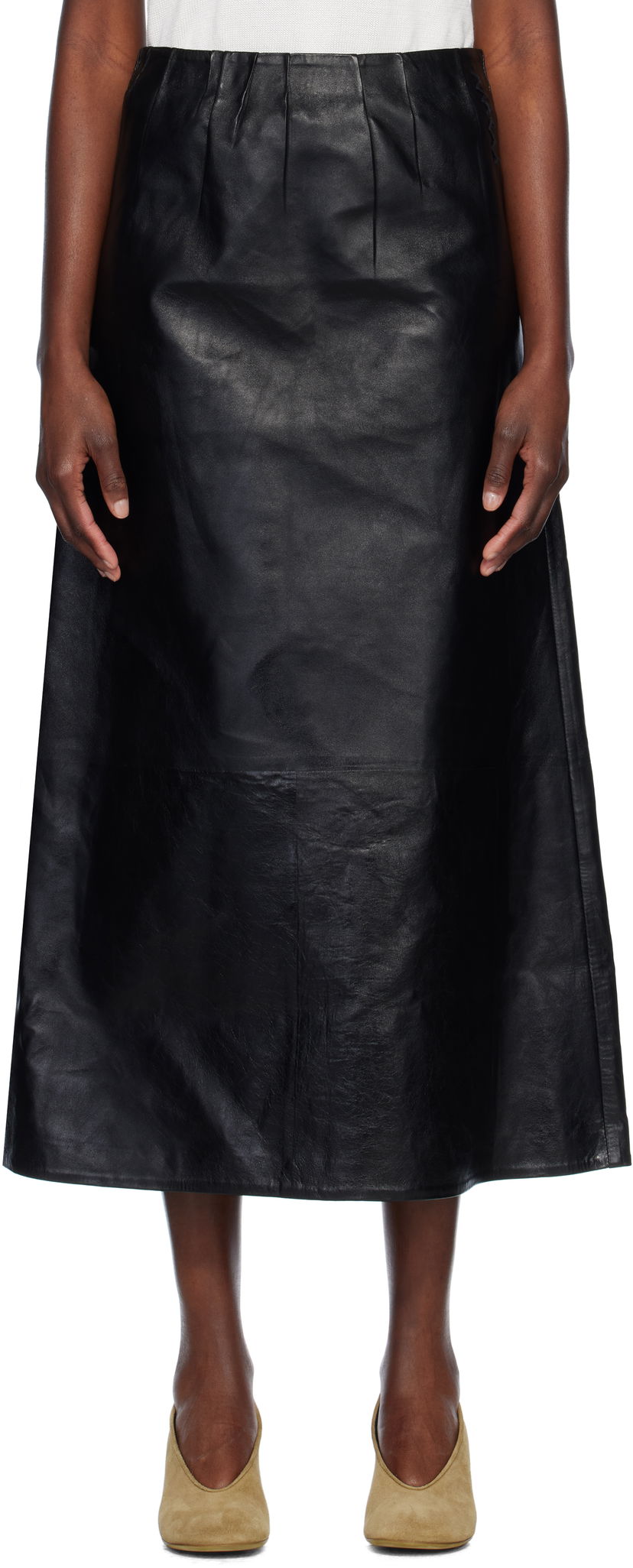 Hame Marni Marni A-Line Leather Maxi Skirt Musta | GOMX0729S0 ULA760