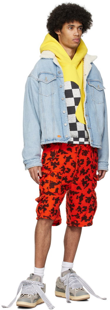 Huppari ERL Checkered Fleece Applique Hoodie Keltainen | ERL08T022, 3