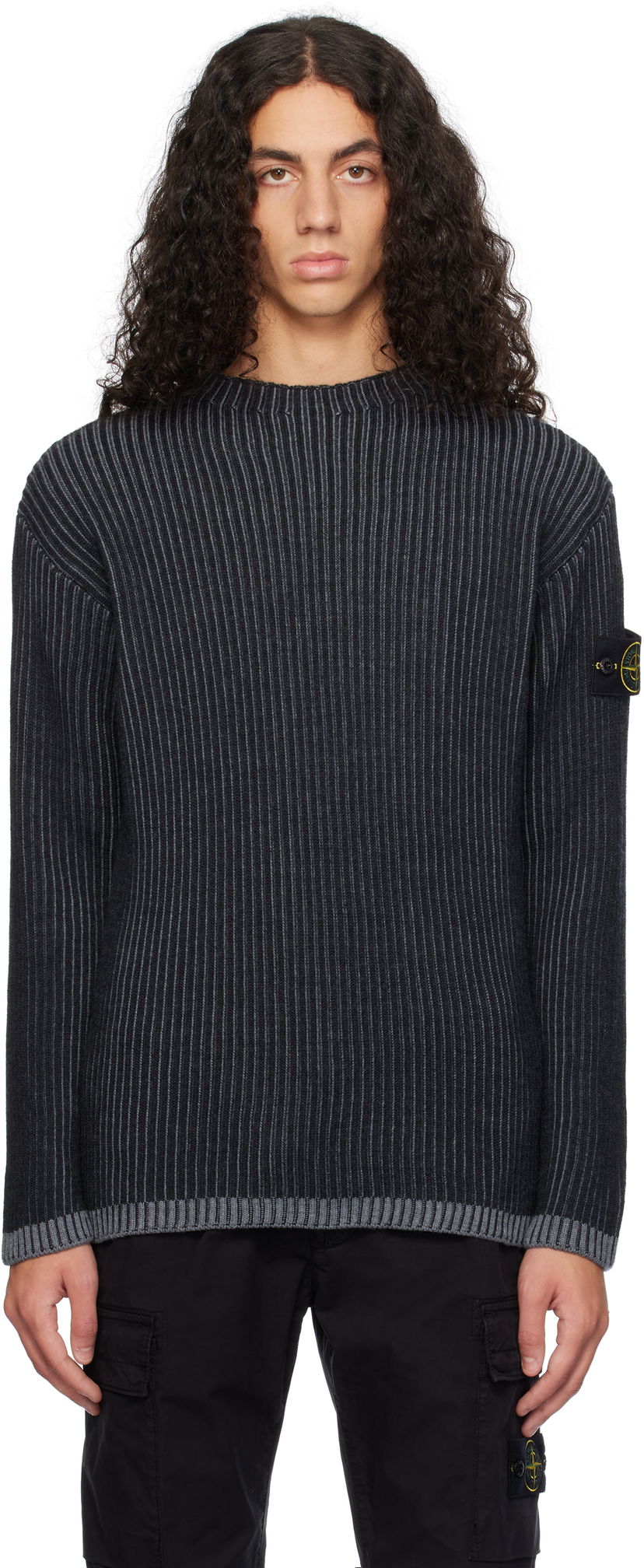 Villapaita Stone Island Vanisé Full Rib RWS Wool Sweater by Stone Island Musta | 8115532C1