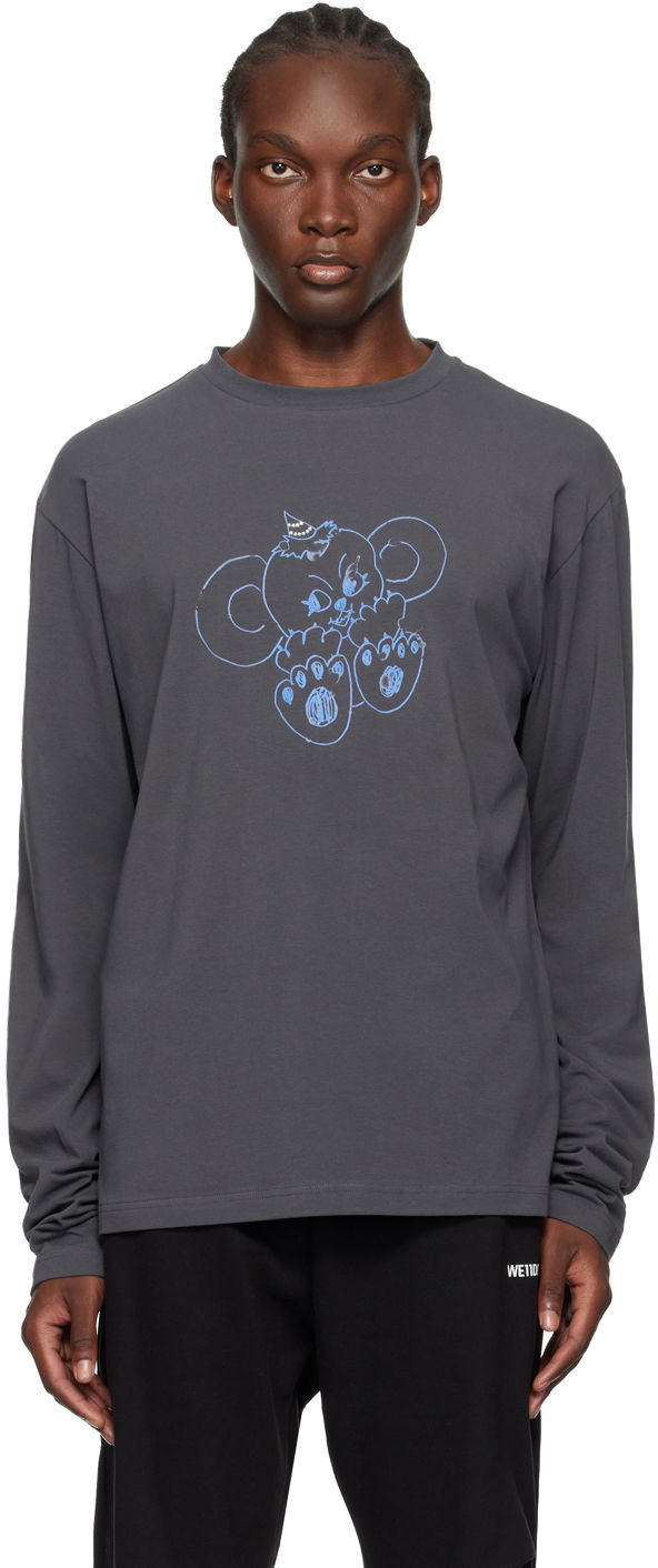T-paita We11done Monster Long Sleeve Graphic T-Shirt Harmaa | WD-TT2-24-757-U-CH